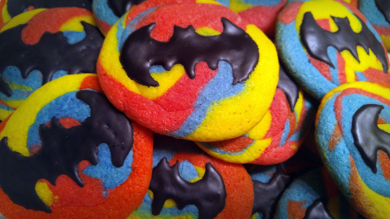 Tie Dye Batman cookies