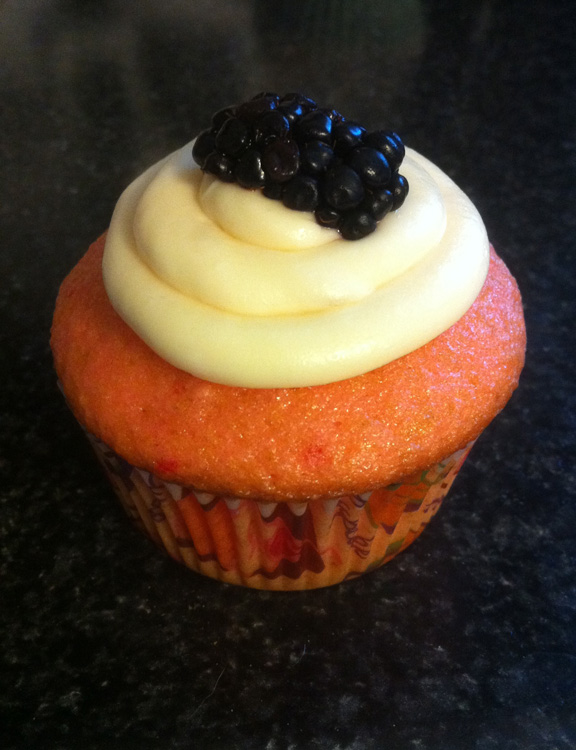 Blackberry-topped Strawberry Cupcakes
