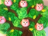 Baby shower cupcakes cake with fondant owls and leaves