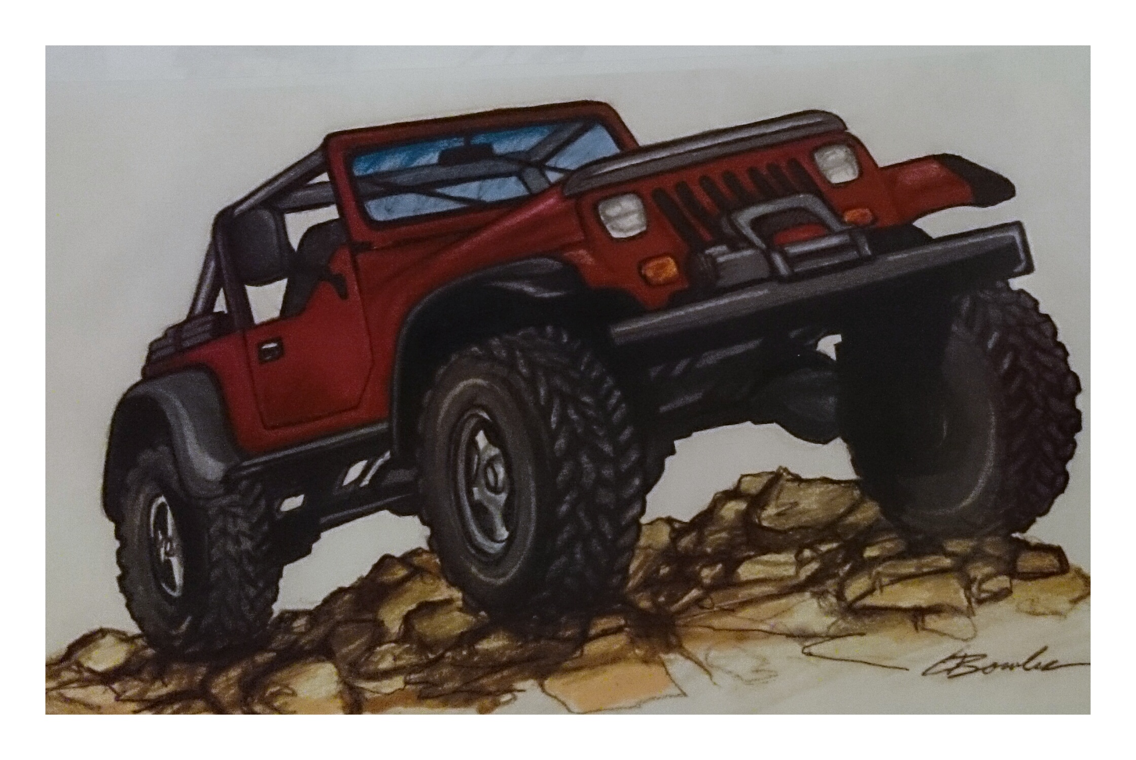 Jeep Colored Pencil Drawing