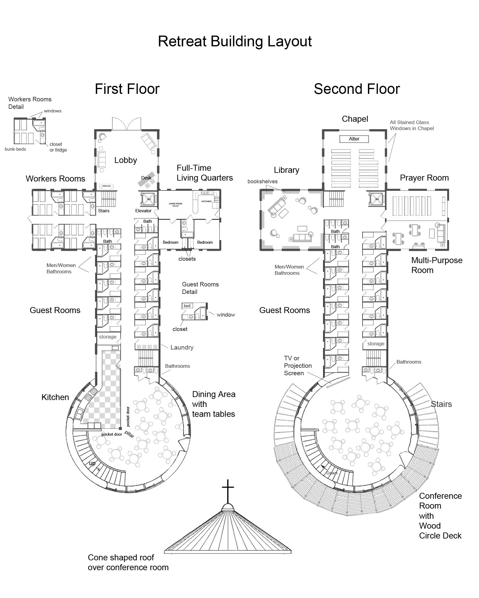 Retreat Building Layout Design 2