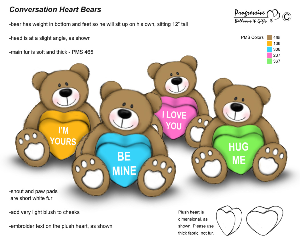 Plush Heart Bears Design