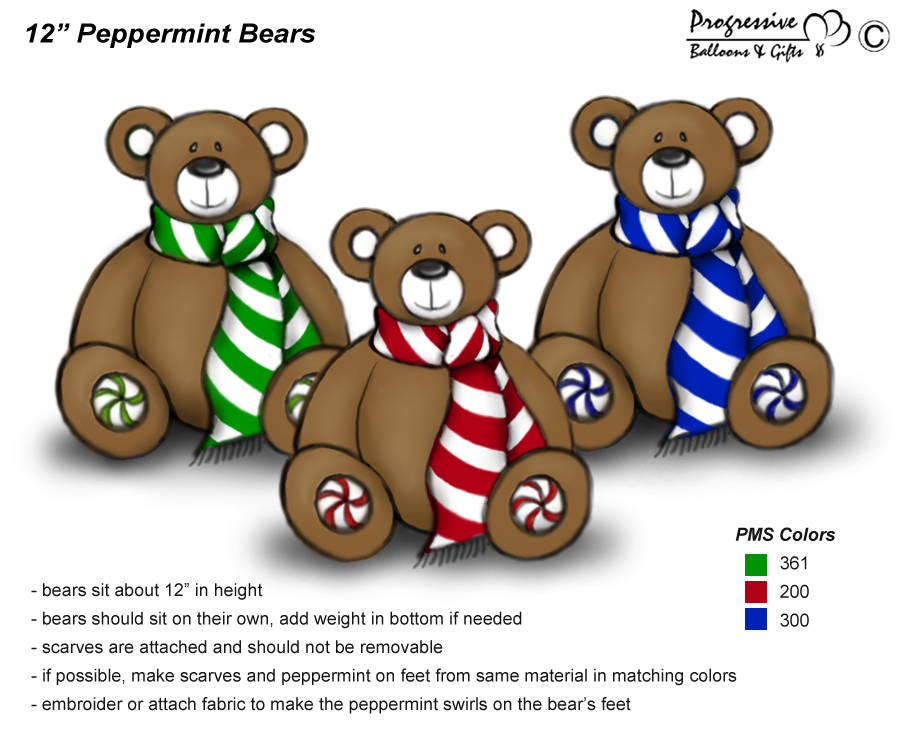 Plush Peppermint Bears Design