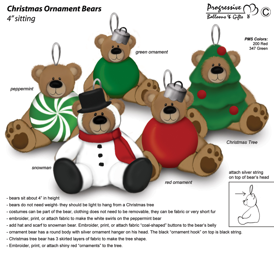 Plush Ornament Bears Design